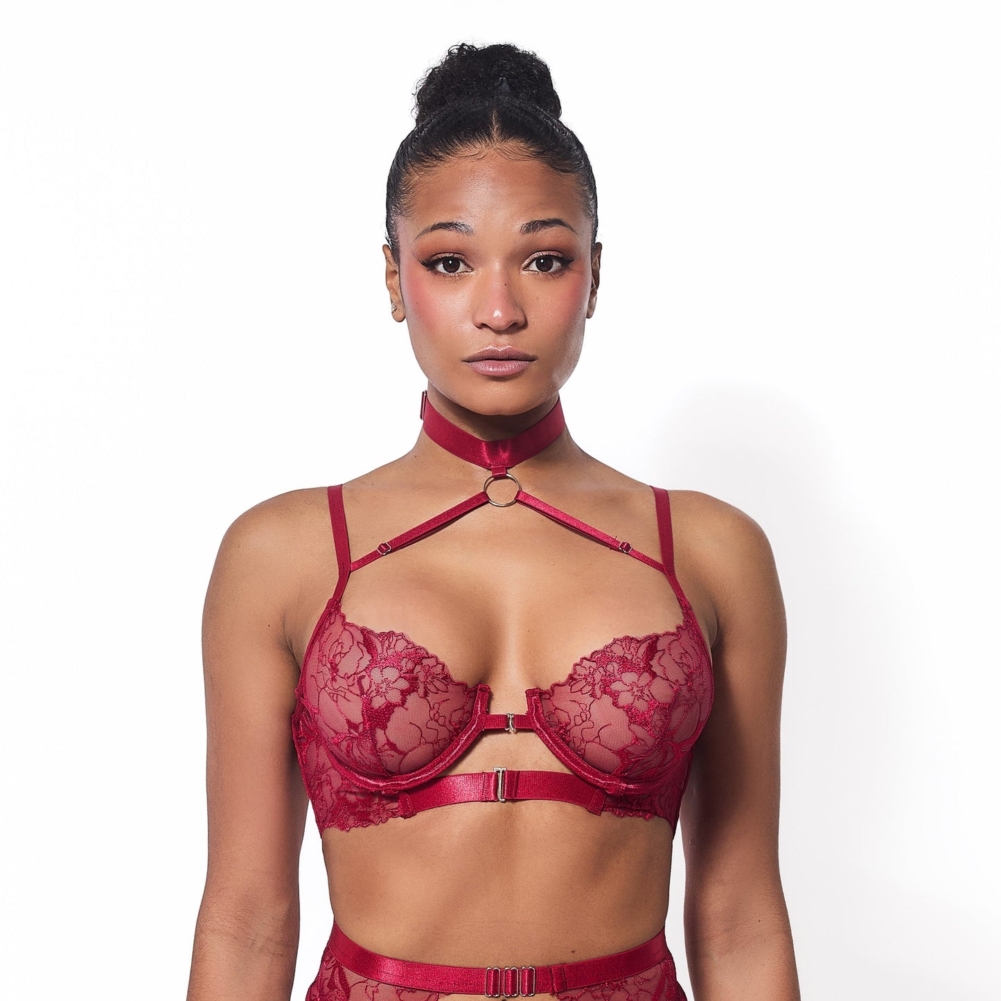 Brigitte Underwire Bra – Strappy Lace Lingerie (Noir, Rouge, Blanc) Melyssa