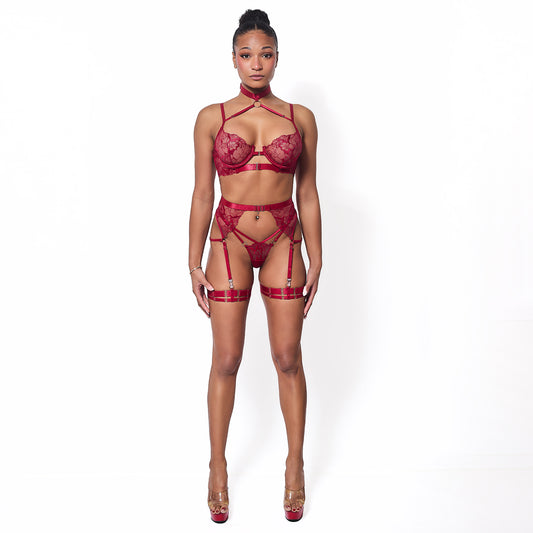 Brigitte Full Set in Rouge (3-pieces Red)